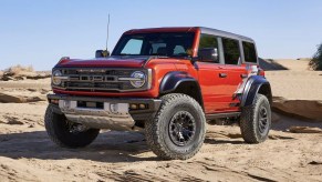 The 2024 Ford Bronco Raptor off-roading in sand