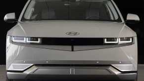 White Ioniq 5 "chonk wagon" EV by Hyundai, advertised as a crossover SUV