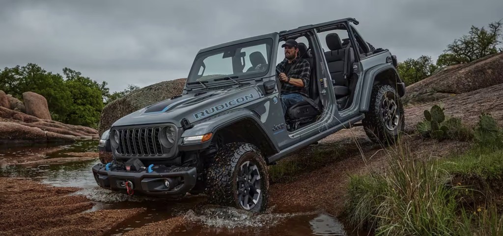 The 2024 Jeep Wrangler 4xe fording water