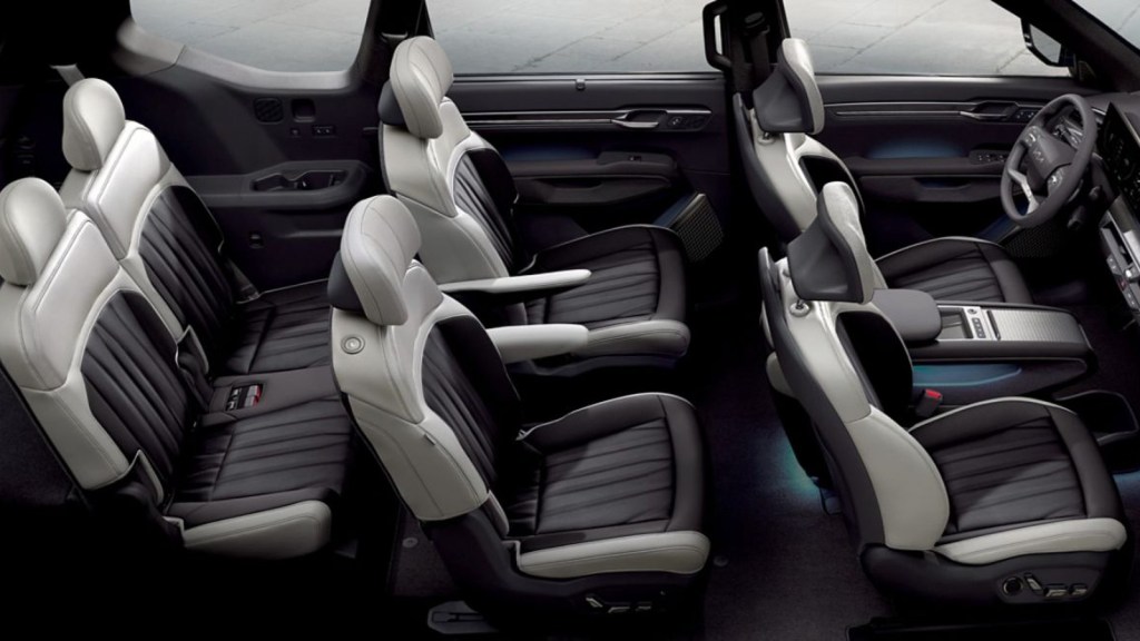 2024 Kia EV9 Interior Layout showing three rows of seats.