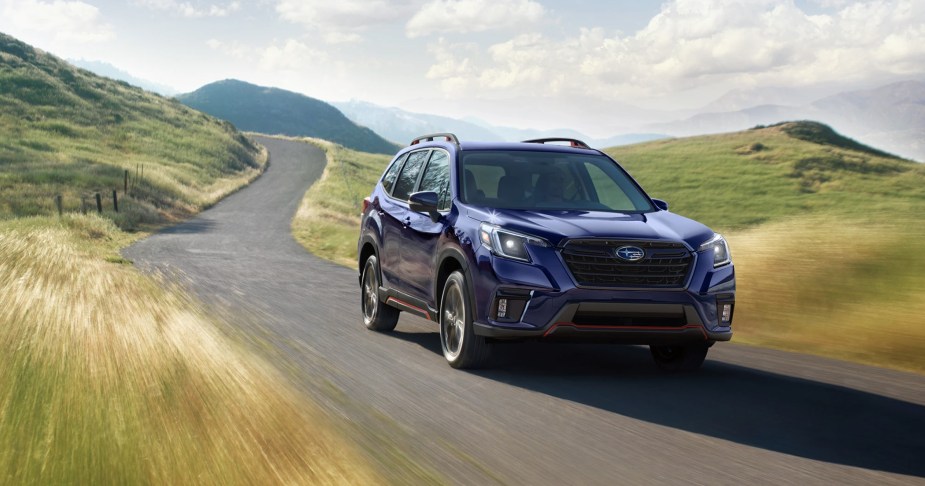 The 2024 Subaru Forester driving on the road