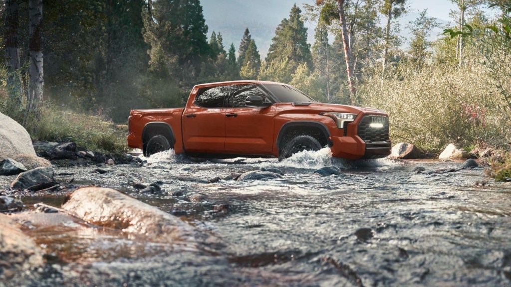 The 2024 Toyota Tundra TRD Pro fording water 