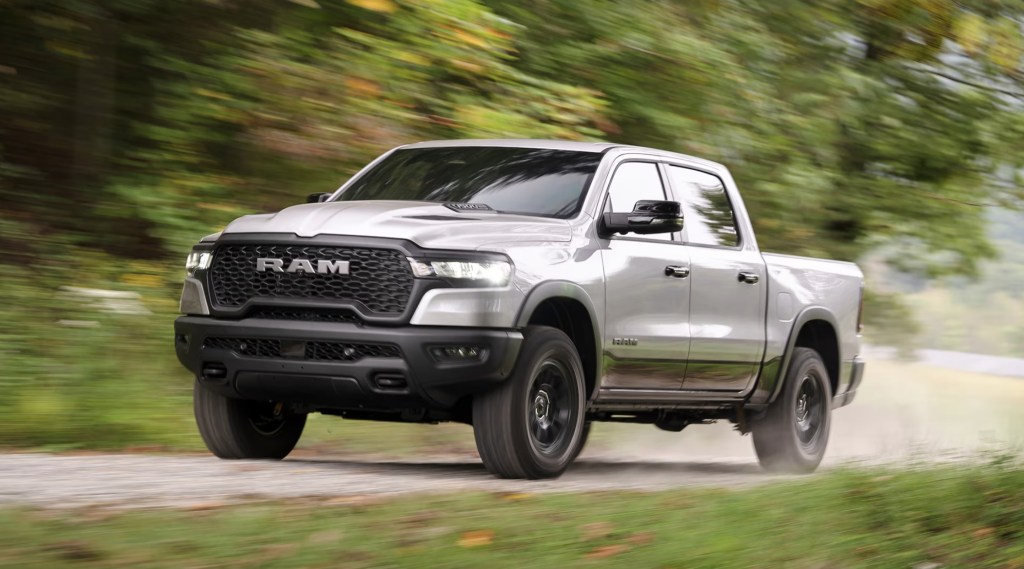 The 2025 Ram 1500 on a dirt road