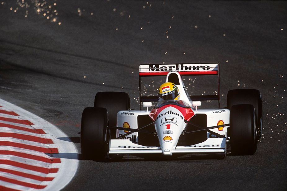 1980s Formula 1 car on the track.