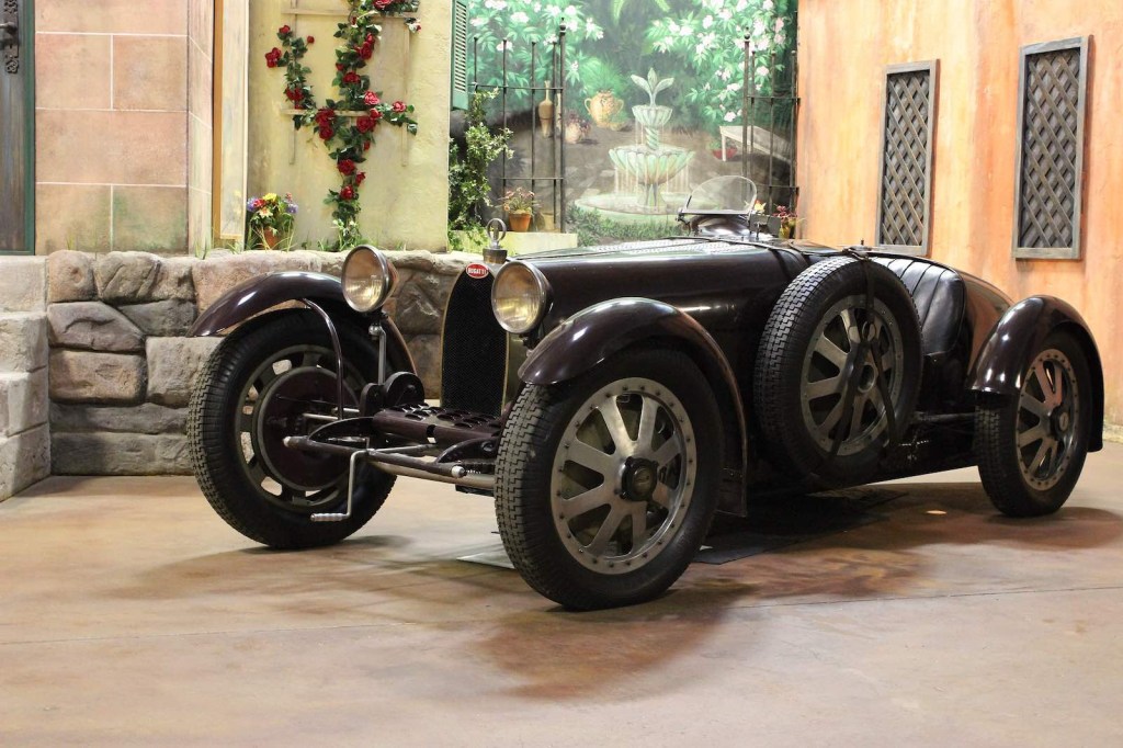 Vintage Bugatti classic race car in a courtyard