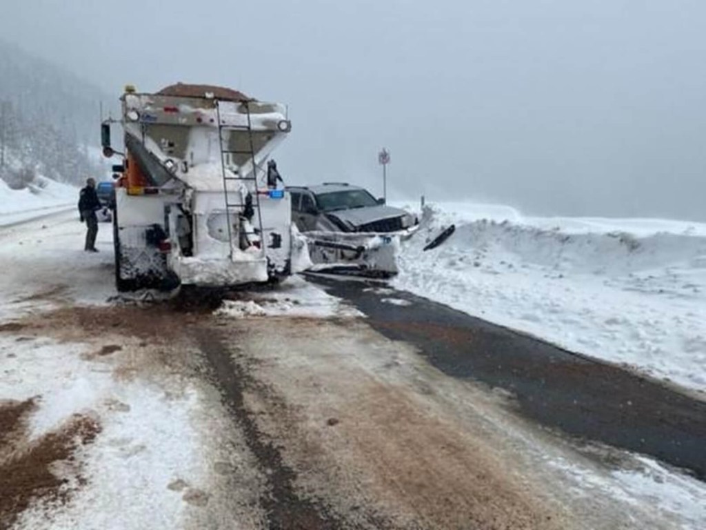 A CDOT snowplow driver stopped a fleeing criminal by crashing into him.
