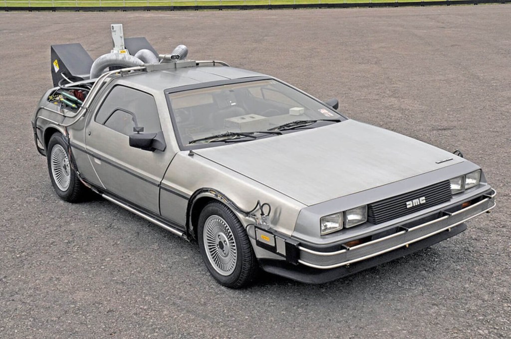 A replica of the time machine DeLorean from Back to the Future. 