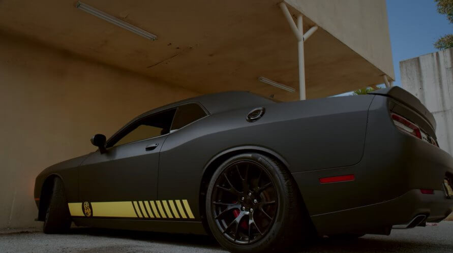 A black Dodge Challenger from 'Cobra Kai'.