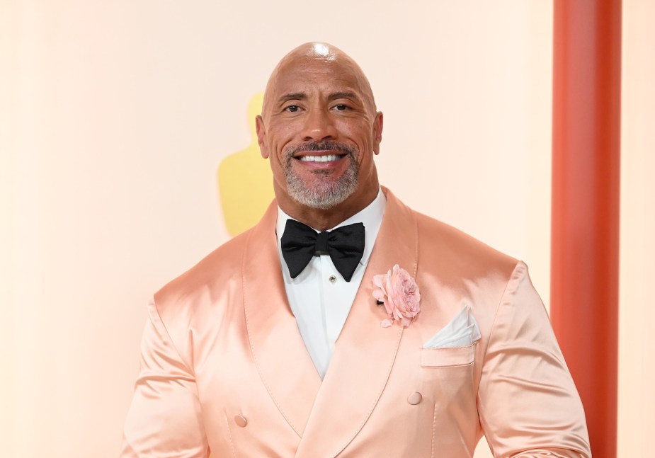 Actor Dwayne The Rock Johnson in a Tuxedo at the Golden Globes