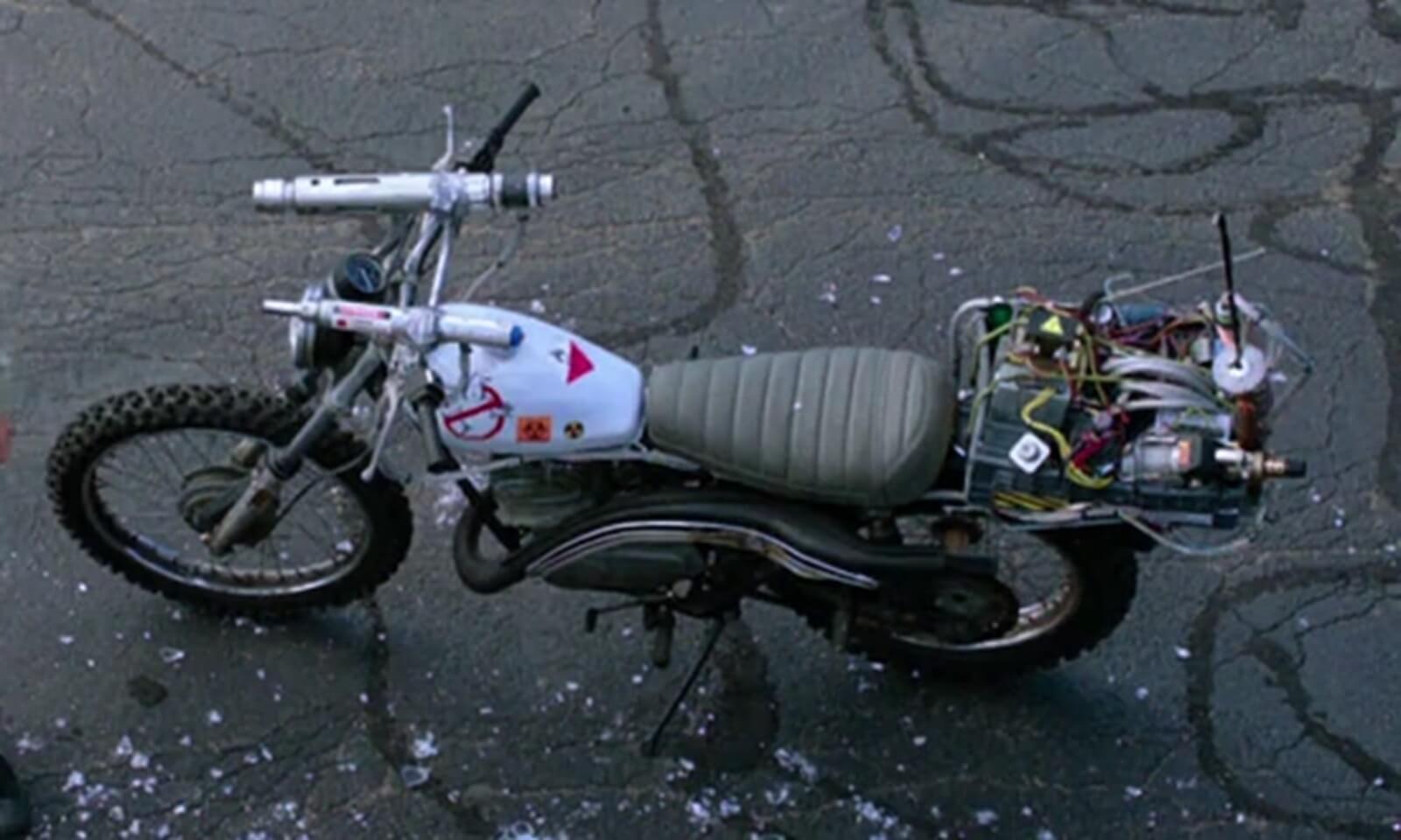 The Ecto-2 motorcycle from the 2016 Ghostbusters film. 