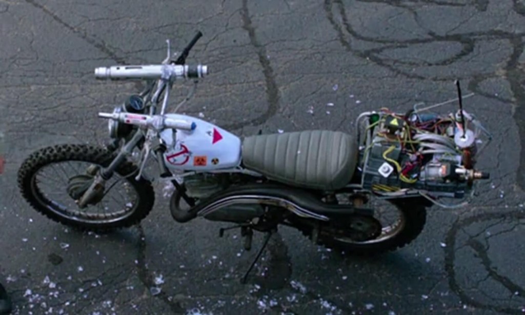 The Ecto-2 motorcycle from the 2016 Ghostbusters film.
