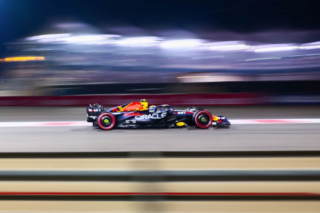 A Red Bull RB19 F1 race car shows off its side profile. 