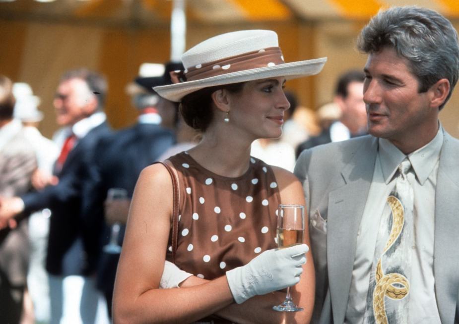 Actress Julia Roberts and actor Richard Gere during a scene in Pretty Woman movie, blacklisted by Ferrari