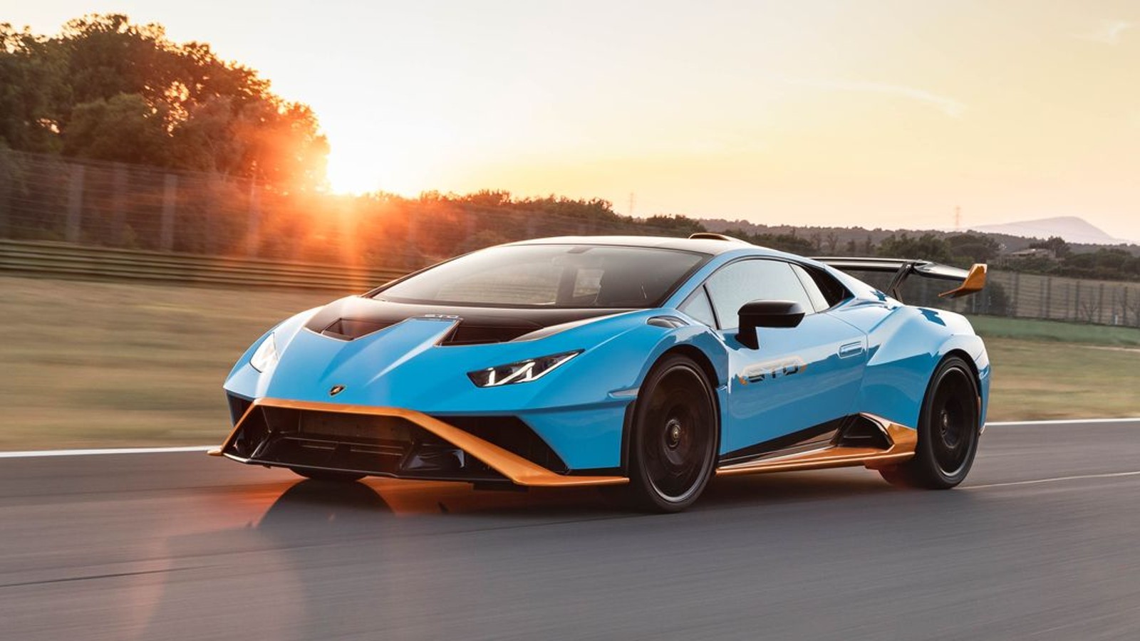Lamborghini Huracan STO supercar on a track.