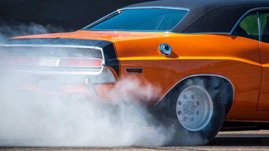 Muscle Car Churning Tire Smoke.