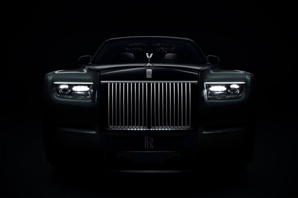A Rolls-Royce Phantom in the dark. 