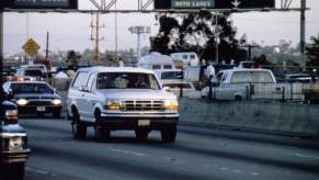 Photos of Al Cowlings' white 1993 Ford Bronco during the OJ Simpson chase.