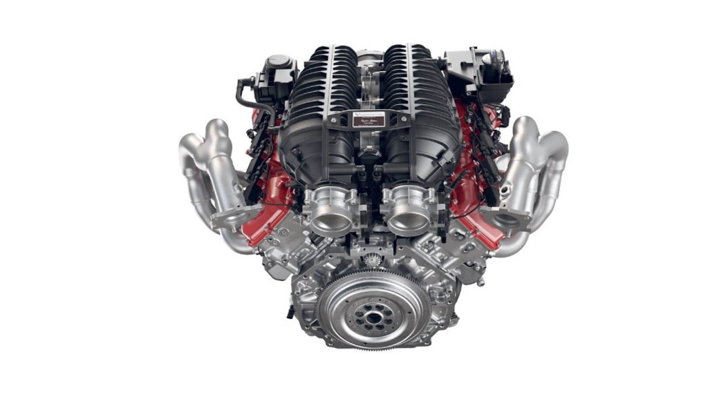 A 5.5L LT6 V8 engine from the Z06, like the one we expect to be twin-turbocharged in the Chevrolet Corvette Zora. 