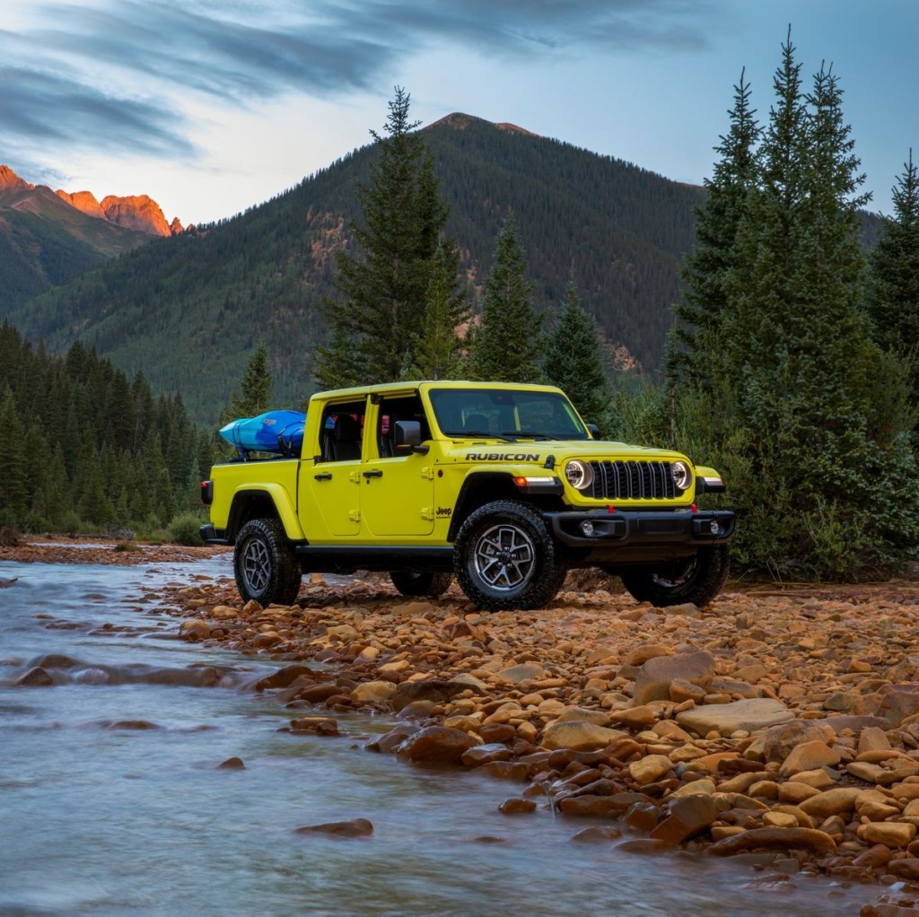 The Jeep Gladiator near a river