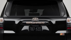 The rear hatch of a black 2023 Toyota 4Runner SUV