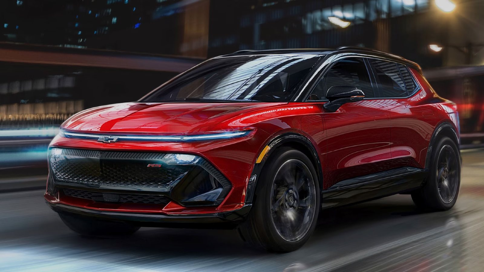 2024 Chevrolet Equinox EV RS trim parked on a street.