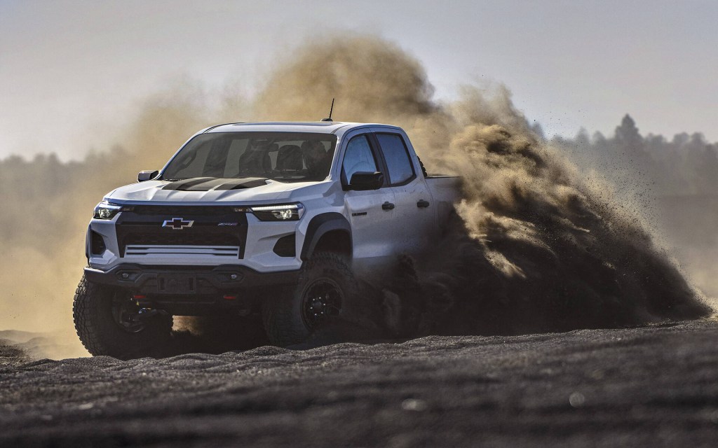 The 2024 Chevy Colorado ZR2 Bison kicking up dirt
