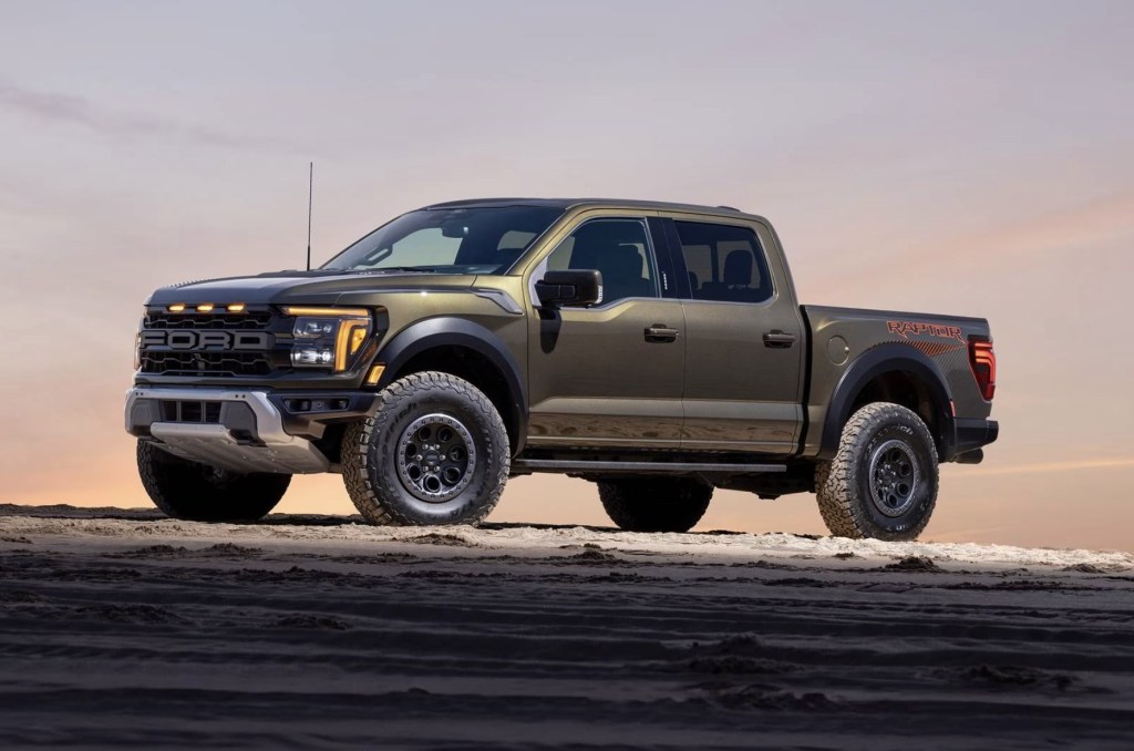 The 2024 Ford F-150 off-roading at dusk