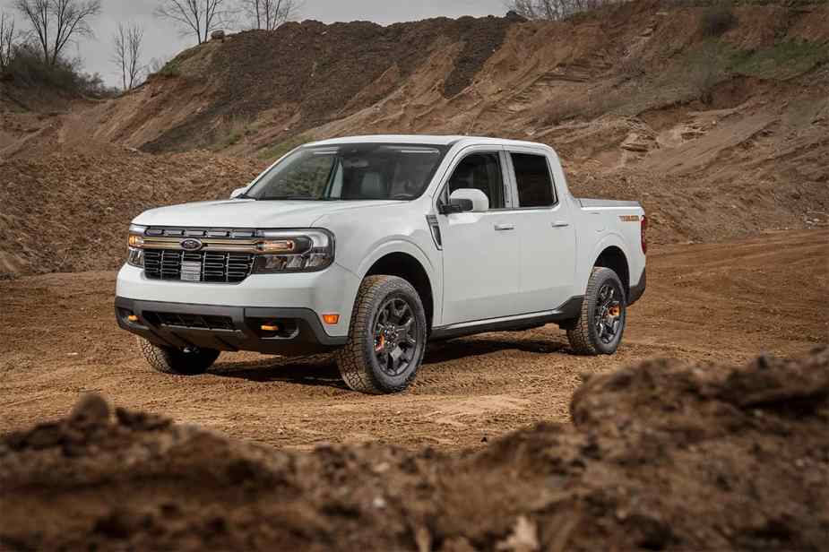 The 2024 Ford Maverick off-roading in dirt