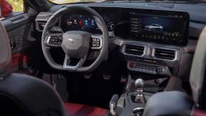 A 2024 Ford Mustang GT shows off its shifter for its Getrag MT82 manual transmission.