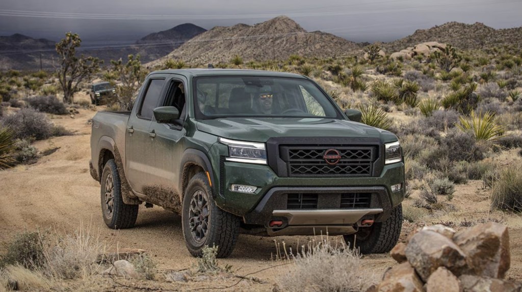 The 2024 Nissan Frontier off-roading in the desert