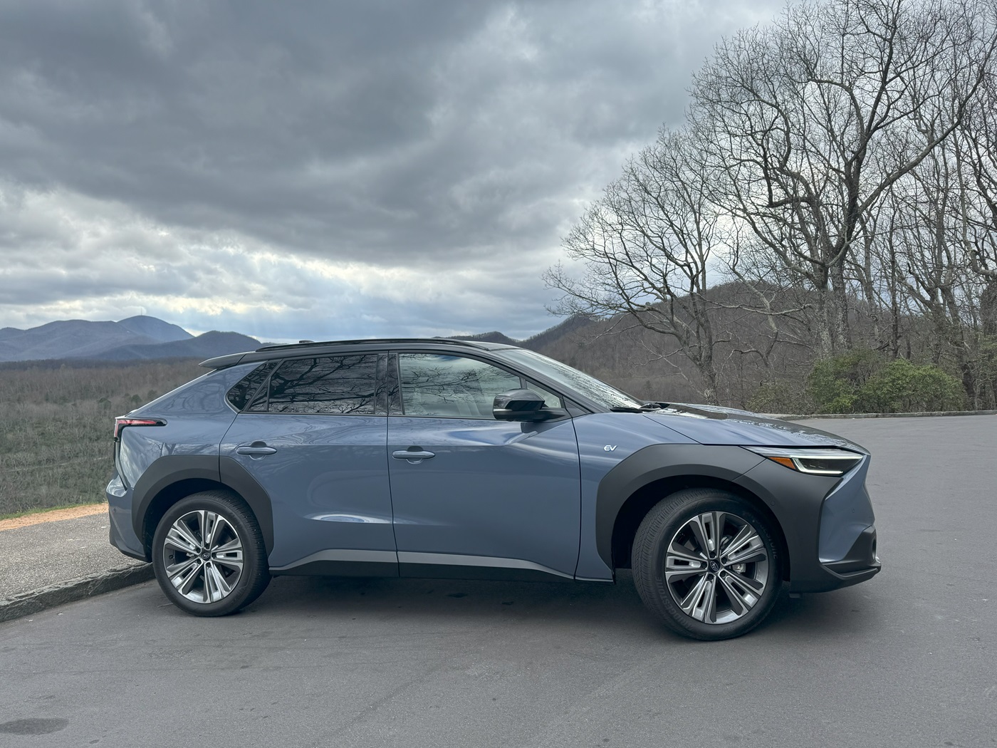 The 2024 Subaru Solterra on a cloudy day
