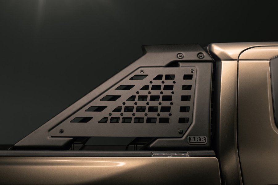 An ARB rack mounted on the bed of the new 2024 Tacoma