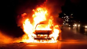 A car fire like this could leave people wondering if car insurance will cover their vehicle after it caught fire.