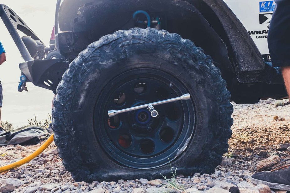 Flat tire on a Jeep Wrangler