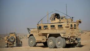 An MRAP in a convoy with 1st Bn 7th Marines in Sangin, Afghanistan.