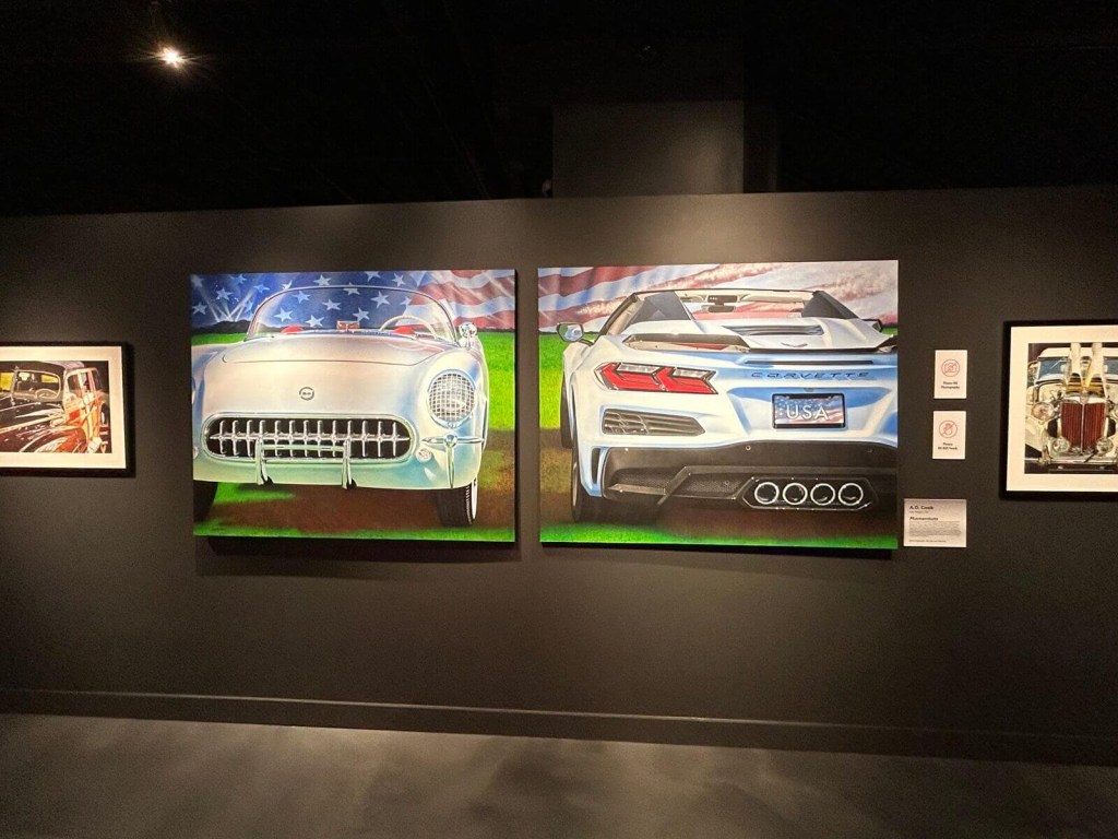 A.D. Cook's 'Momentum' realistic art at the National Corvette Museum. 