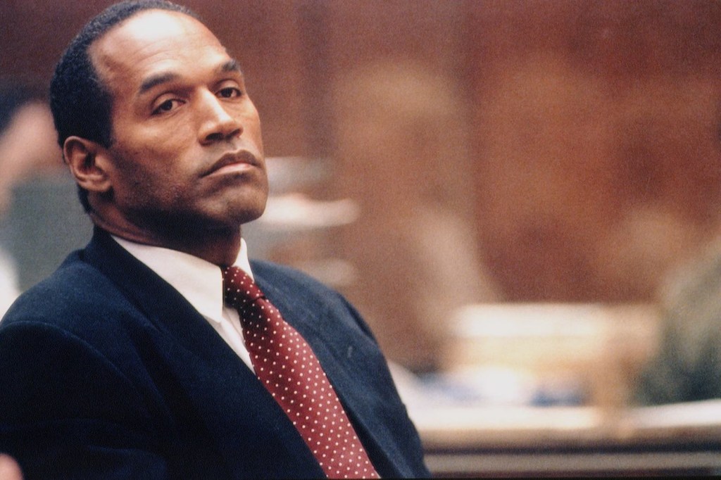 Football player OJ Simpson in the courtroom