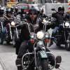 Group of bikers from multiple outlaw motorcycle clubs ride in a protest together