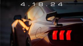 The rear end of a new Shelby Mustang in a Shelby American teaser.
