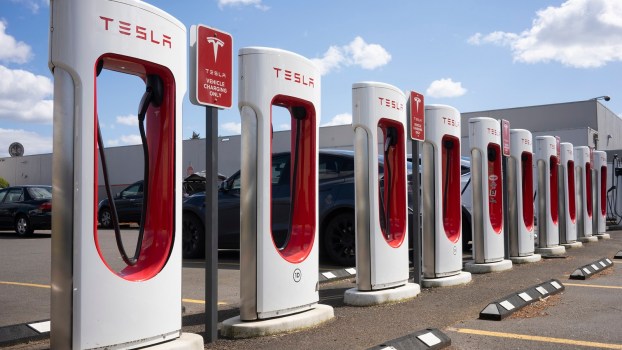 Tesla supercharger station in close view in Texas during the daytime