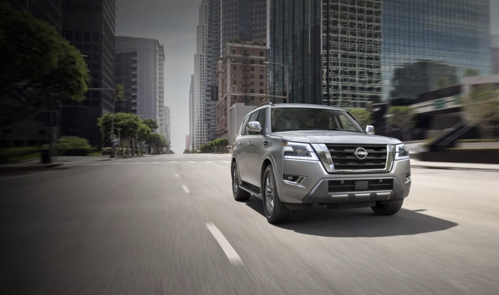 The 2024 Nissan Armada driving in the city