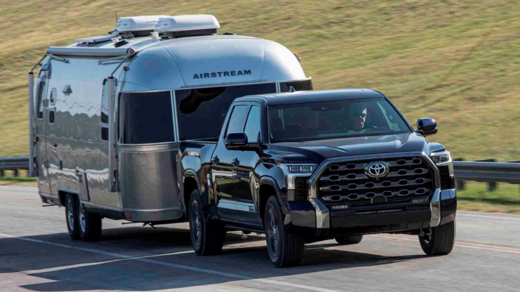 The 2024 Toyota Tundra pulling a trailer
