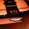 A twin-turbocharged V12 engine in an Aston Martin as a teaser image.