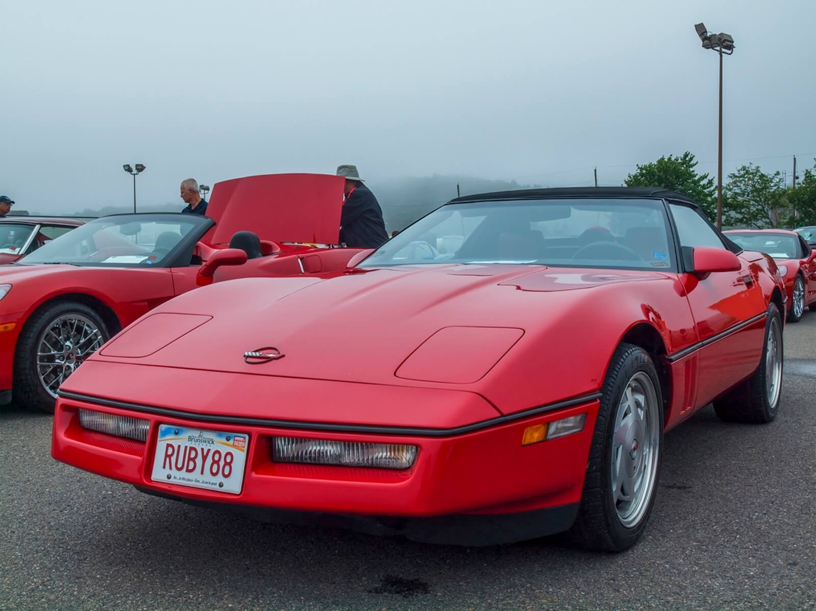 A 1988 Chevrolet Corvette Convertible C4 model at a show. 
