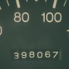 The odometer of a high mileage car