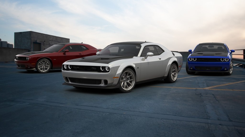 A lineup of post-facelift Dodge Challenger models