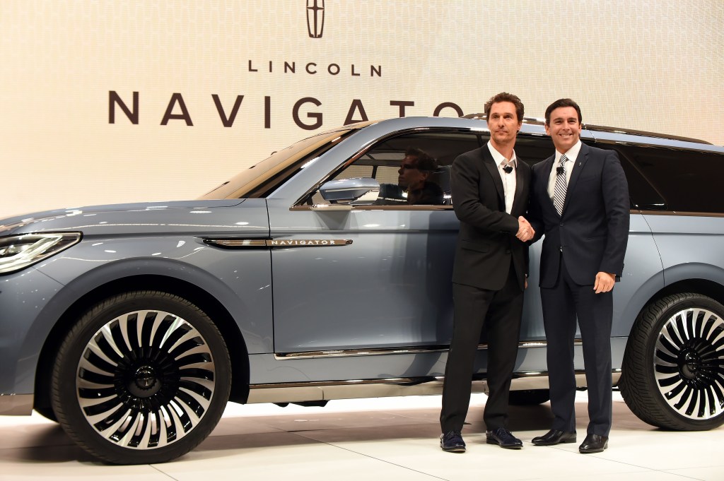 Matthew McConaughey revealing the new Lincoln Aviator