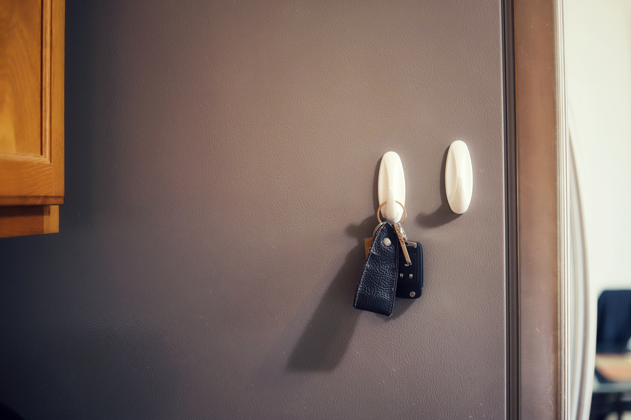 A key fob hanging up in a home