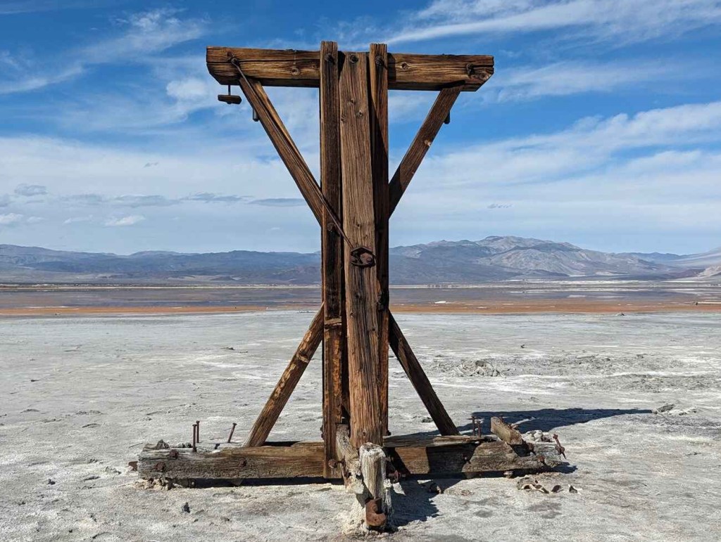 Historic landmark salt tram tower #1 in Death Valley National Park