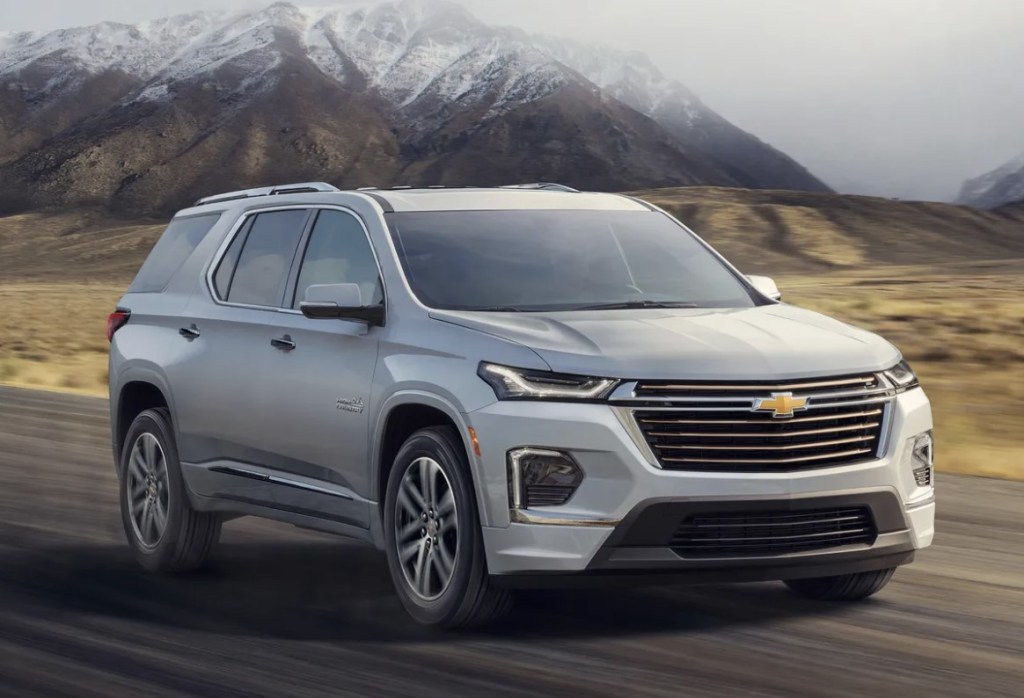 A 2021 Chevy Traverse on the road